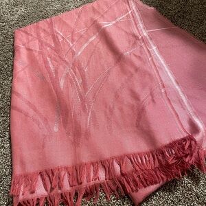 Petrusse wool/silk Fringed Scarf with silvery accents
